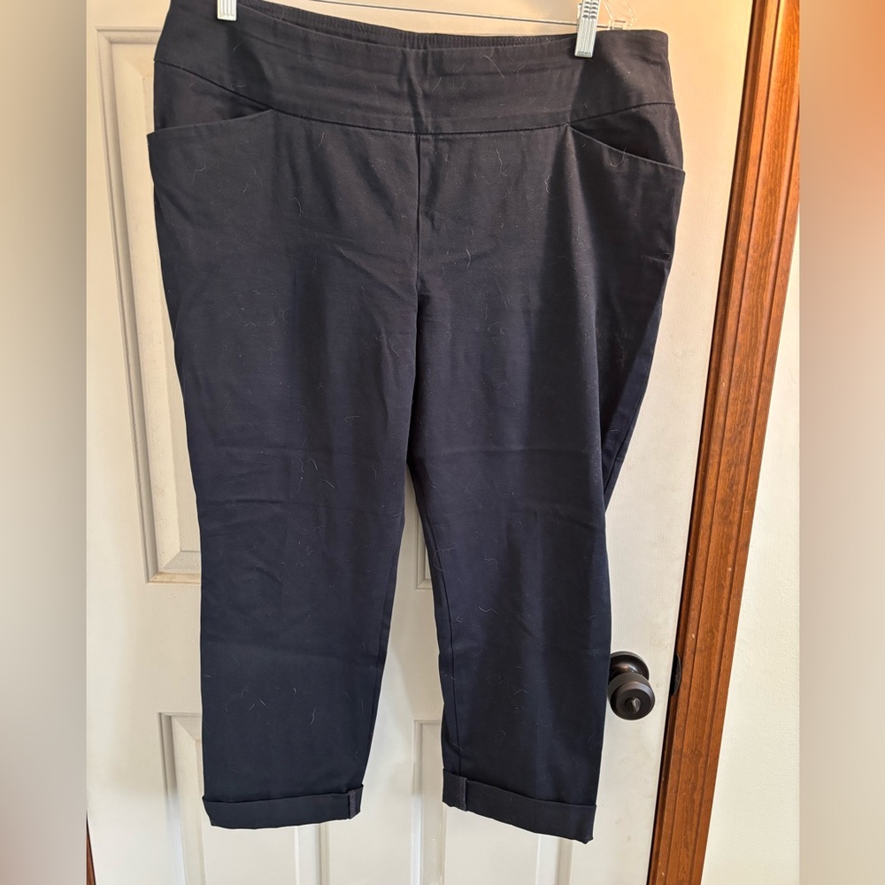 📦Bundle for $5! Lee women’s sculpting pull on navy pant sz 16 S. Side pockets